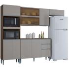 Cozinha Compacta 250 cm Balcao 705 Castanha Off White POQQ