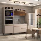 Cozinha Compacta Amy 6 Portas 1 Gaveta com Vidro Cinamomo - Panorama Móveis