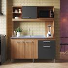 Cozinha Compacta Beauty 4 Portas 1 Gaveta com Nichos e com Espaço Micro-ondas 151,5cm Rovere / Grafite