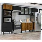 Cozinha Compacta Canelone com Vidro 9 PT 4 GV Preta e Alamo