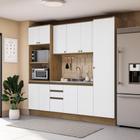 Cozinha Compacta Celeste Kappesberg 100% MDF Nogueira/Branco 240cm