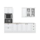 Cozinha Compacta Champanhe C/ Vidro Sem Tampo 4 Peças Branco HP - Bela Móveis