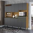 Cozinha Compacta com 12 Portas 2 Gavetas e Espaço para Micro-ondas 100% Mdf Pressac Espresso Móveis
