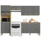 Cozinha Compacta Com Balcão 251cm Louis K02 Freijó/Gris - Mpozenato