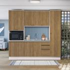 Cozinha Compacta com Kit Forno Celeste Kappesberg 100% MDF Branco/Nogueira 240cm