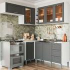 Cozinha Compacta com Vidro Fettuccini 8 PT 5 GV Branca e Cinza