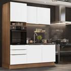 Cozinha Compacta Madesa Lux com Armário e Balcão 5 Portas 3 Gavetas - Rustic/Branco Veludo