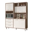 Cozinha Compacta Moana 6 Portas 3 Gavetas - Carvalho Natureoff Wht Cristal