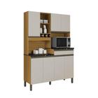 Cozinha Compacta Ronipa Verdot Perfil 7 Portas e 1 Gaveta - Amêndoa/Off White