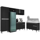 Cozinha Compacta Vanessa e Balcão Gabinete Com Pia inox Tatiane 120cm Preto