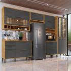 Cozinha Completa 100% Mdf 6 Peças 12 Portas 4 Gavetas e Vidro 354cm Vicenza Espresso Móveis