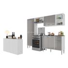 Cozinha Completa c/ Buffet/Aparador Siena Multimóveis MP2041 Branca/Lacca Fumê