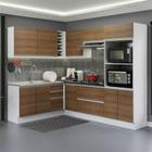 Cozinha Completa de Canto 100% MDF Madesa Acordes 419003 com Armário e Balcão - Branco/Rustic