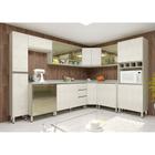 Jogo de Cozinha Completo Veneto Reta 225cm 4 Peças 8 Portas 3 Gavetas Legno  Crema com