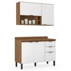 Cozinha Completa Modular Firenze 2 Peças Composição 12 Amêndola Touch Branco FI0012 Demóbile