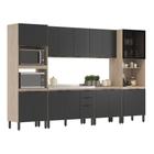 Cozinha Completa Modular Firenze Sem Tampo 6 Peças Avena Touch Grafito FMT006 Demóbile