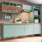 Cozinha Completa One 9 Portas Com Vidro 6 Prateleiras Verde Bellagio - Gralar