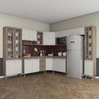 Cozinha completa predilleta clara modulada 4 pecas 225 cm 11 portas 3 gavetas com tampo branco