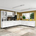 Cozinha completa predilleta clara modulada 7 pecas 600 cm 16 portas 6 gavetas com tampo branco