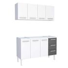 Cozinha de Aço Gabinete Para Pia 150cm com Armário Aéreo Vênus Cozimax Branco/Preto