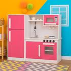 Cozinha Infantil Branco e Rosa Para Crianças Completa Com Geladeira 100 Mdf LV Moveis