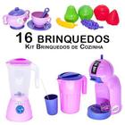 Cozinha Infantil Cafeteira Liquidificador Jarra Frutas 16pç