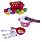 Cozinha Infantil Menino Kit Panela Mercado Vermelho 19 Peças