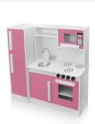 Cozinha Infantil Rosa Completa Menina Pia Fogão Forno MDF