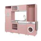 Cozinha Infantil Rose Luli com Refrigerador Fogão Micro-Ondas e Máquina de Lavar com Tabua Passar - Ofertamo