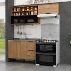 Cozinha Modulada 3 Peças Mdf com Aéreo 1200cm Porta de Vidro Basculante Toscana - MX Móveis