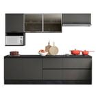 Cozinha Modulada 7 Peças Com 7 Portas e 4 Gavetas Com Balcão Para Cooktop Etna Cor Grafite Poliman Móveis