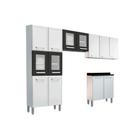 Cozinha Modulada Bertolini Gourmet 4 Peças (2 Armários + 1 Balcão + 1 Paneleiro) C4P66 Branco/Preto