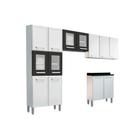 Cozinha Modulada Bertolini Gourmet 4 Peças (2 Armários + 1 Balcão + 1 Paneleiro) C4P67 Branco/Preto