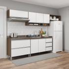 Cozinha Modulada com Balcão Cooktop Pia Sabrina 280x202cm 5 Peças Branco Avelã MENU