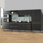 Cozinha Modulada com Torre Quente Forno Sabrina 360x202 Cm 6 Peças MDP Preto MENU