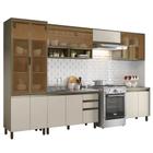 Cozinha Modulada Completa 351cm Com Porta de Vidro 6 Peças Connect Duna/Cristal - Henn