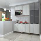 Cozinha Modulada Completa 5 Peças Paneleiro com Vidro Reflecta Aéreos e Tampos Stylo Luciane Móveis