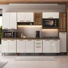 Cozinha Modulada Completa Fidelitá Berlim 6 Peças 305cm 15 Portas 2 Gavetas Com Tampo Noce/Off-White