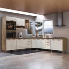 Cozinha Modulada Completa Fidelitá Berlim 6 Peças 536cm 15 Portas 4 Gavetas Com Tampo Noce/Off-White