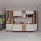 Cozinha Modulada Completa Fidelitá Paris 6 Peças 295cm 15 Portas 3 Gavetas Com Tampo Nogal/Salinas