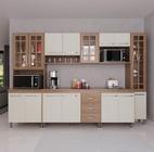 Cozinha Modulada Completa Fidelitá Paris 6 Peças 295cm 15 Portas 3 Gavetas Com Tampo Nogal/Salinas