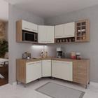 Cozinha Modulada Completa Fidelitá Paris 6 Peças 340cm 12 Portas 3 Gavetas Com Tampo Nogal/Salinas