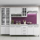 Cozinha Modulada Completa Fidelitá Viena 5 Peças 260cm 13 Portas 3 Gavetas Com Tampo Branco