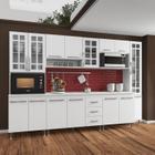 Cozinha Modulada Completa Fidelitá Viena 6 Peças 295cm 15 Portas 3 Gavetas Com Tampo Branco