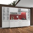 Cozinha Modulada Completa Fidelitá Viena 6 Peças 295cm 15 Portas 3 Gavetas Com Tampo Branco