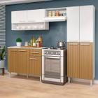 Cozinha Modulada Completa Madri 225Cm 4 Peças 9 Portas 1 Gaveta MDP Branco Canelado - ClickLar