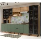 Cozinha Modulada Completa MDF 6 Peças Lombardia com Portas de Vidro - cor Freijó Jade