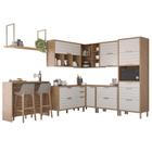 Cozinha Modulada Eloise 9 Peças com Ilha Gourmet e Prateleira Suspensa - MGM