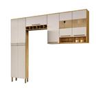 Cozinha modulada Ronipa Napoli Prime 3 peças com Vidro Reflecta- Amêndoa/Off White