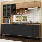 Cozinha Modulada Toscana 5 Peças Mdf com Aéreo 1200 Porta de Vidro e Paneleiro